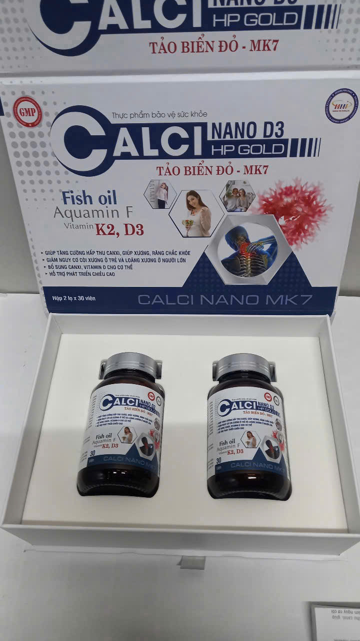 Calci Nano D3 Tảo Biển Đỏ Mk7 Gỗ Trắng _Hp Gold (H2 Lọ30V) canxi lọ