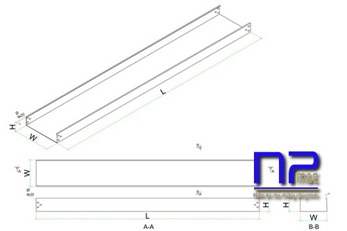 Máng cáp 100x50 bản vẽ thiết kế