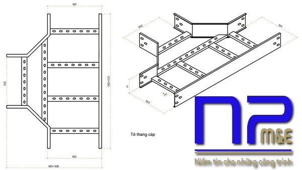 Bản vẽ kỹ thuật tê ngang thang cáp