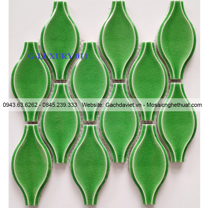 Gạch mosaic hình quả bầu màu xanh lá nhạt G-LUXURY011