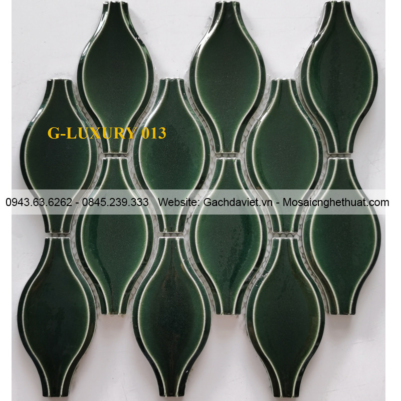 Gạch mosaic hình quả bầu màu xanh đen G-LUXURY013