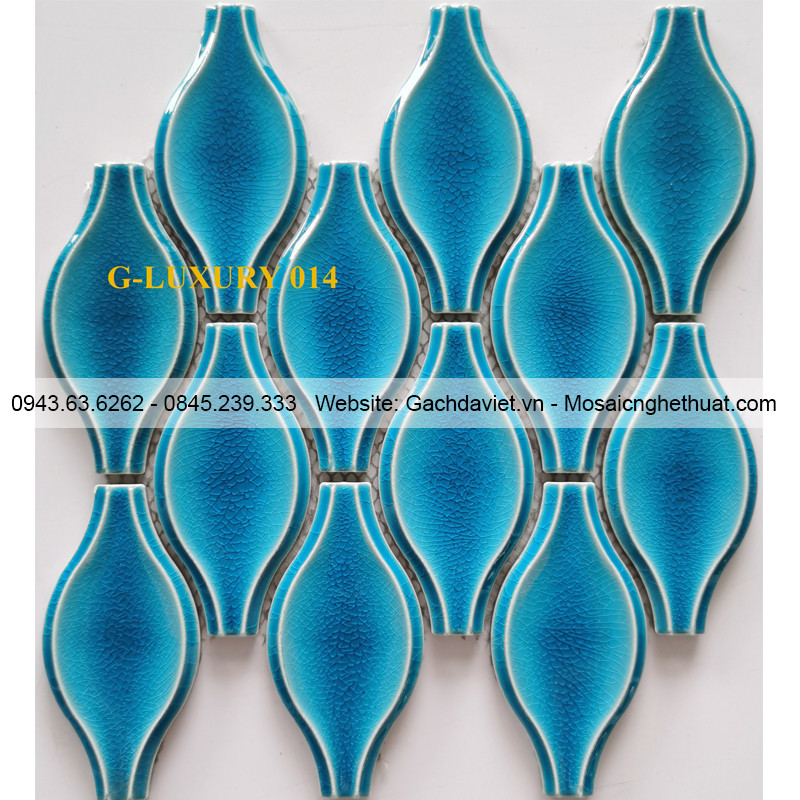Gạch mosaic hình quả bầu màu xanh dương G-LUXURY014