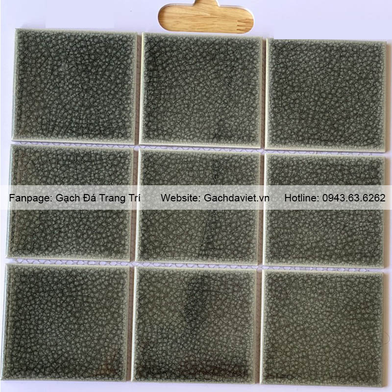 Gạch mosaic gốm men rạn 2 lớp màu đen VMSG-1014