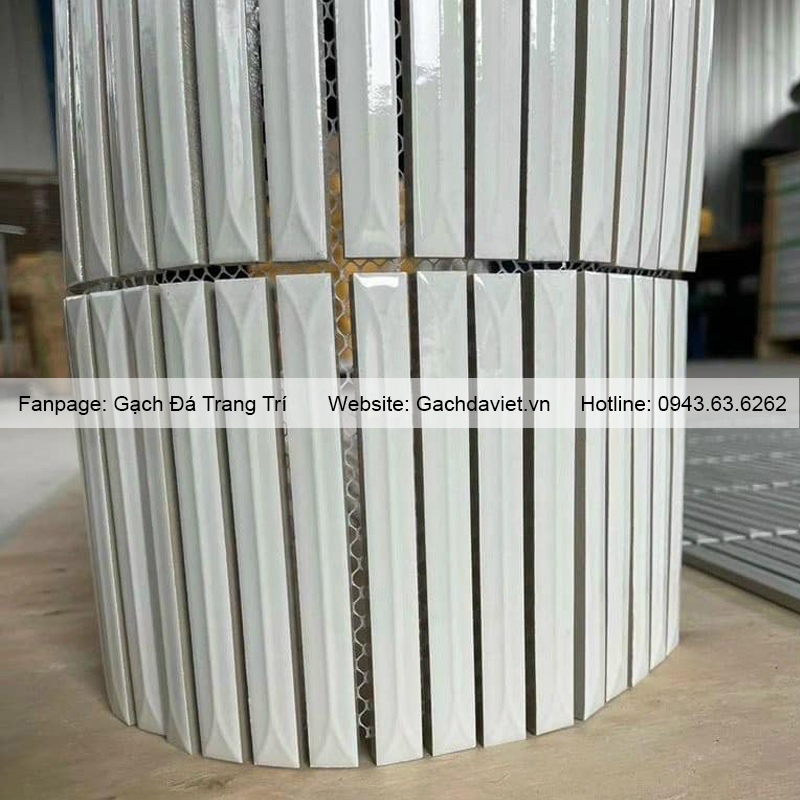 Gạch mosaic que cao cấp màu xanh trắng VMSQ-KC006