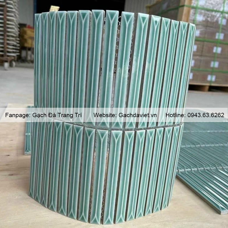 Gạch mosaic que cao cấp màu xanh ngọc VMSQ-KC007