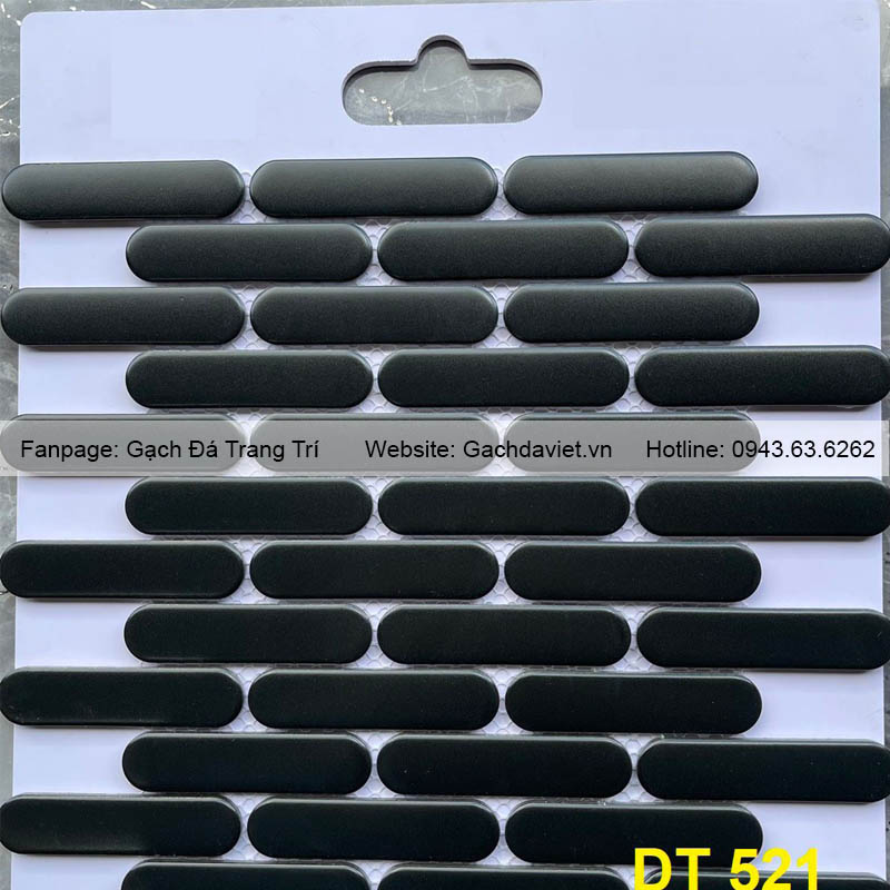 Gạch mosaic que đầu tròn màu đen VMSQ-DT521