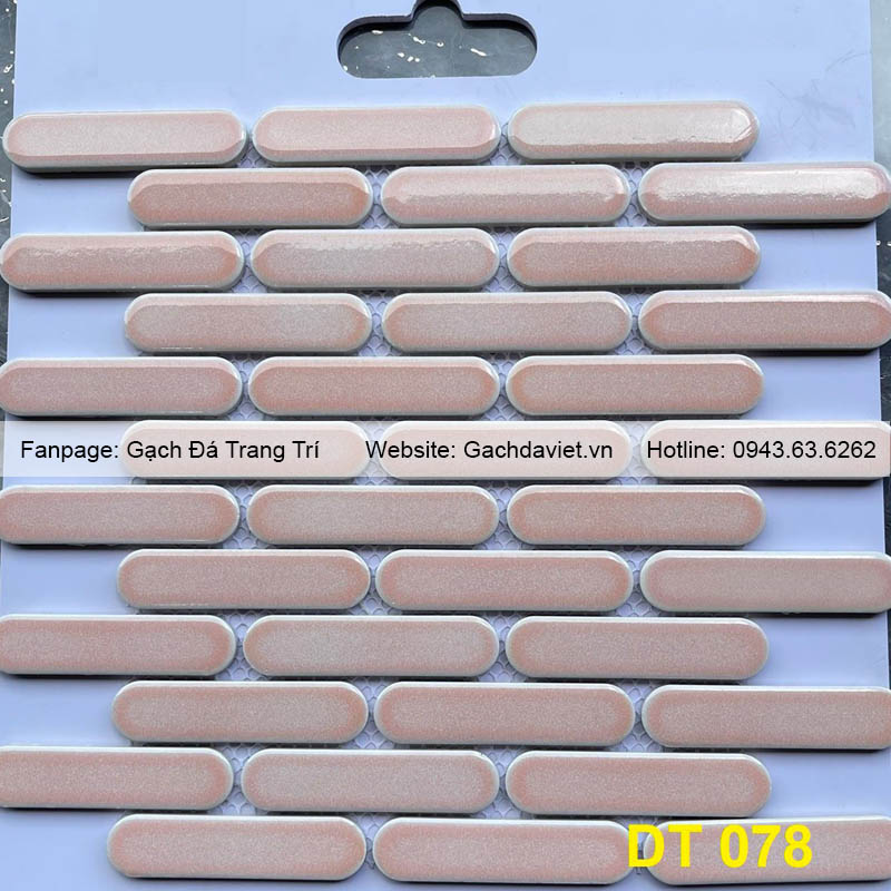 Gạch mosaic que đầu tròn màu hồng VMSQ-DT078