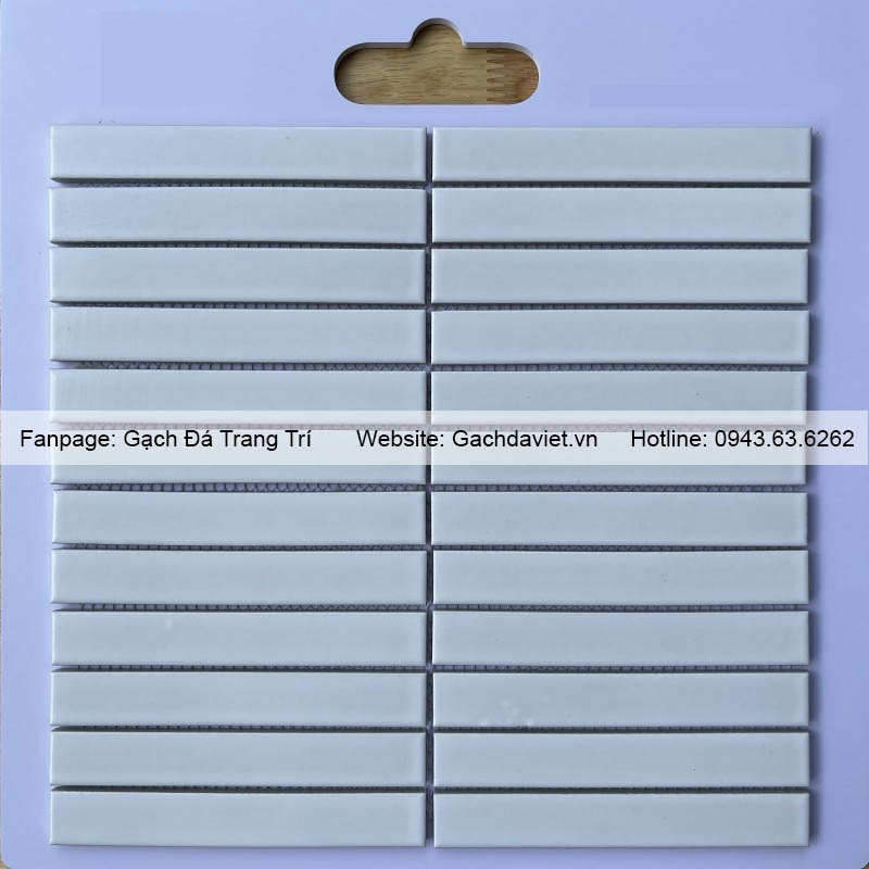 Gạch mosaic que đũa màu trắng men mờ VMSQ-2201M
