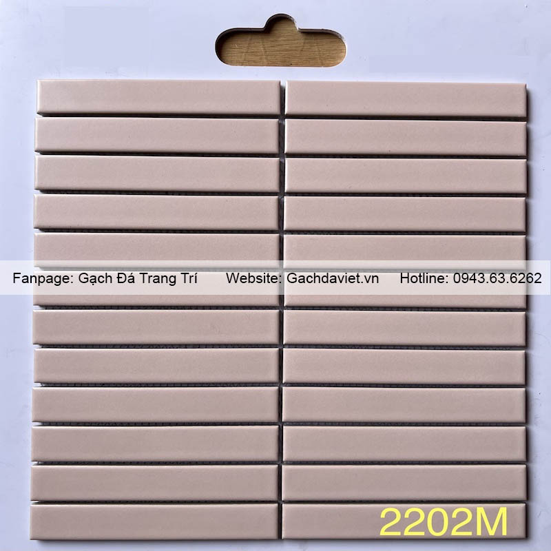 Gạch mosaic que đũa màu hồng men mờ VMSQ-2202M