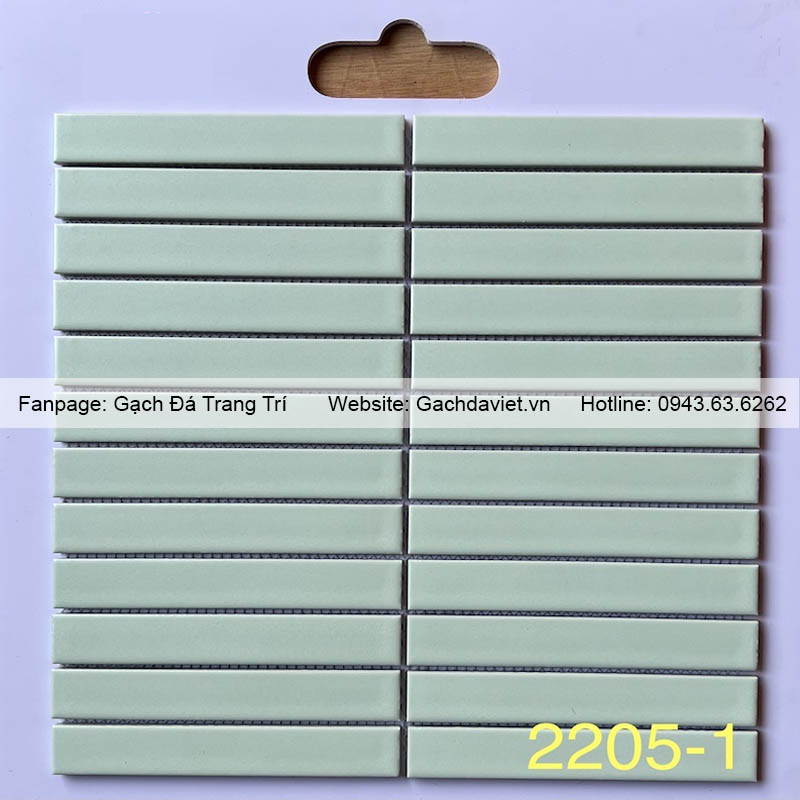 Gạch mosaic que đũa màu xanh ngọc men mờ VMSQ-2205-1