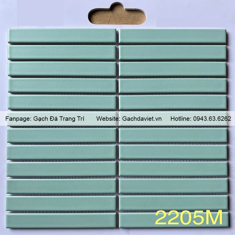 Gạch mosaic que đũa màu xanh ngọc men mờ VMSQ-2205M