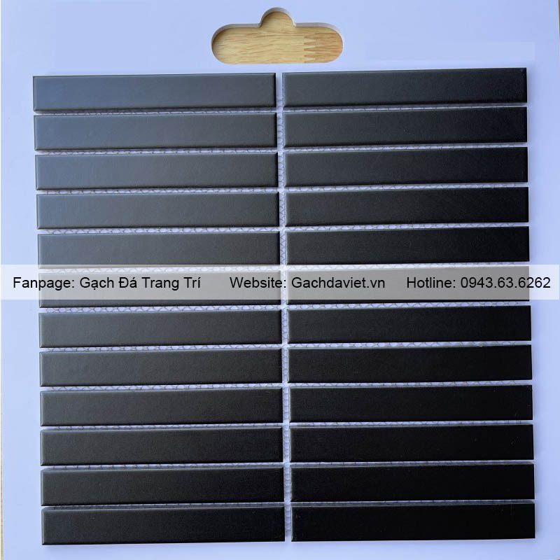 Gạch mosaic que đũa màu đen men mờ VMSQ-2208M