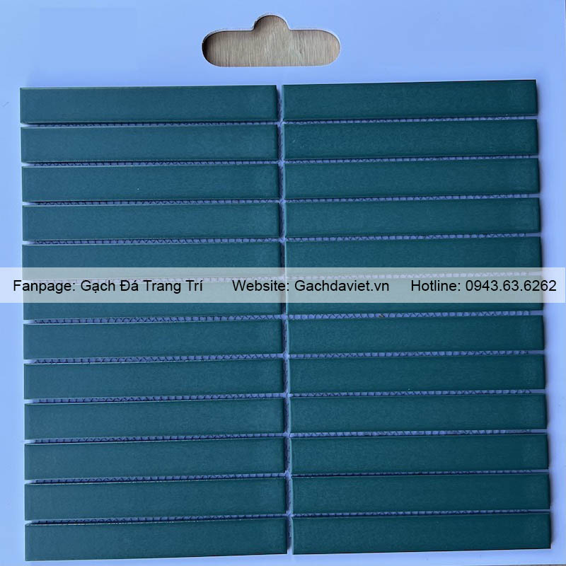Gạch mosaic que đũa màu xanh men mờ VMSQ-2211M