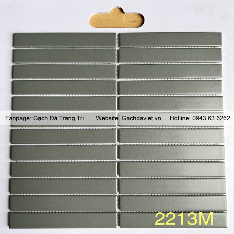 Gạch mosaic que đũa màu xám men mờ VMSQ-2213M