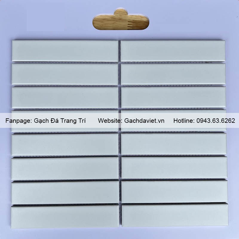 Gạch mosaic que đũa màu trắng mờ VMSQ-3201M