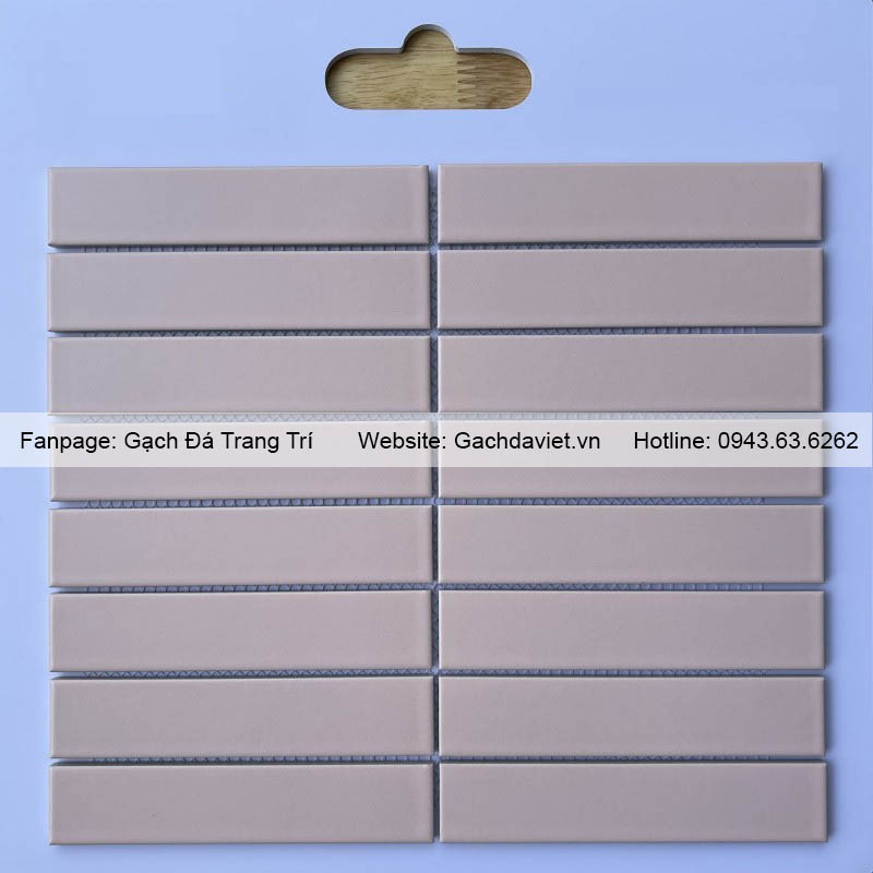 Gạch mosaic que đũa màu hồng mờ VMSQ-3202M