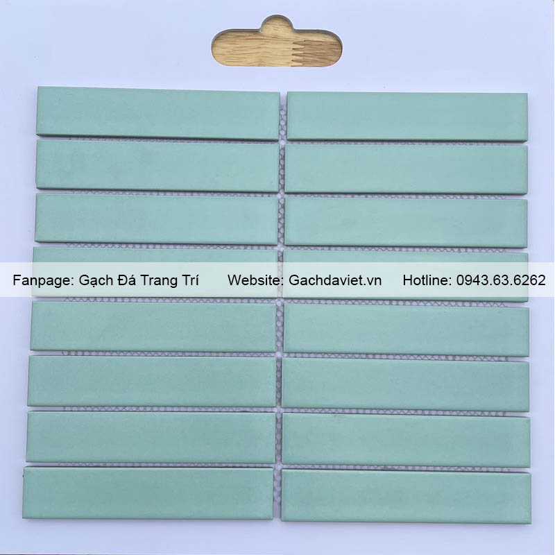 Gạch mosaic que đũa màu xanh lá nhạt men mờ VMSQ-3205M