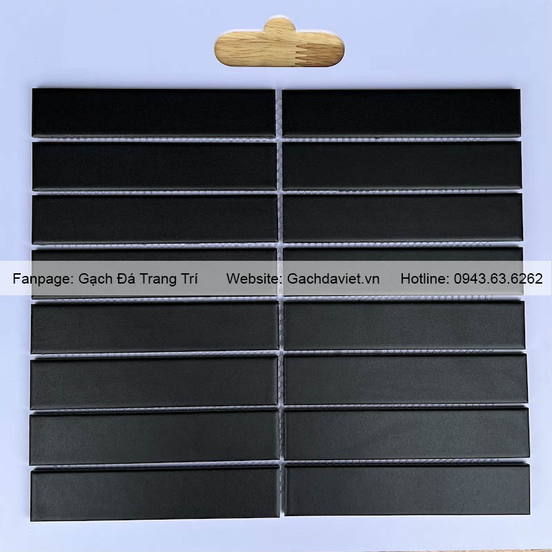 Gạch mosaic que đũa màu đen men mờ VMSQ-3208M