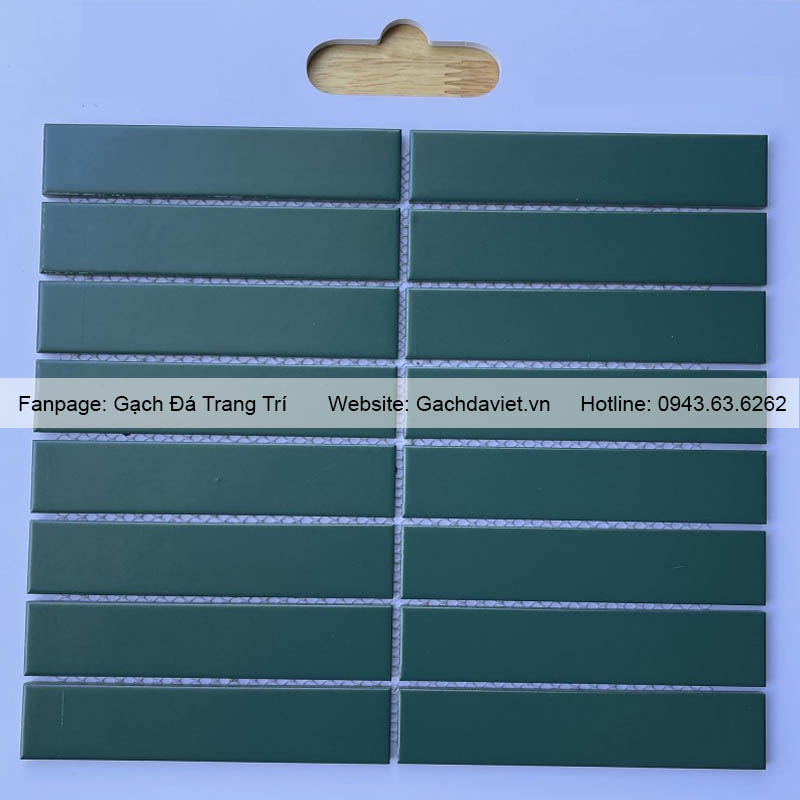 Gạch mosaic que đũa màu xanh men mờ VMSQ-3211M