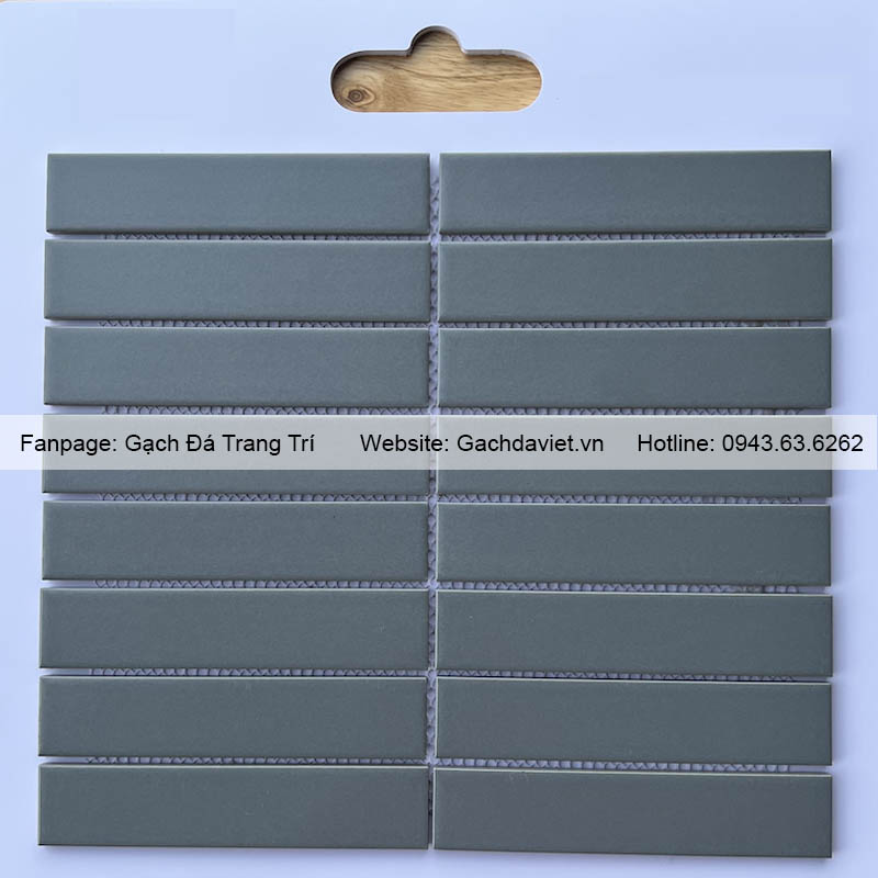 Gạch mosaic que đũa màu xám men mờ VMSQ-3213M