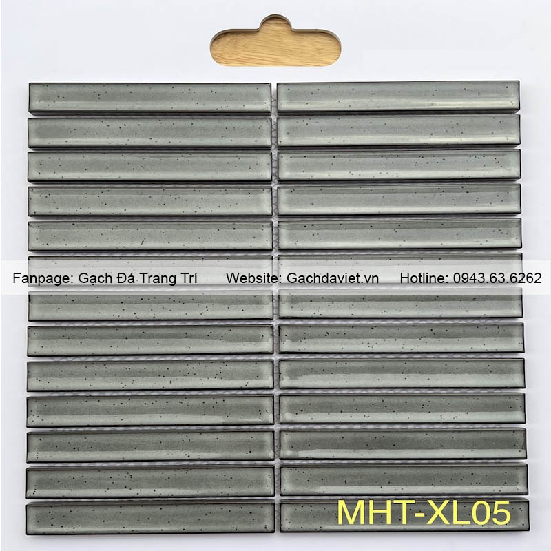 Gạch mosaic que đũa gốm phủ men màu xám VMSG-XL05
