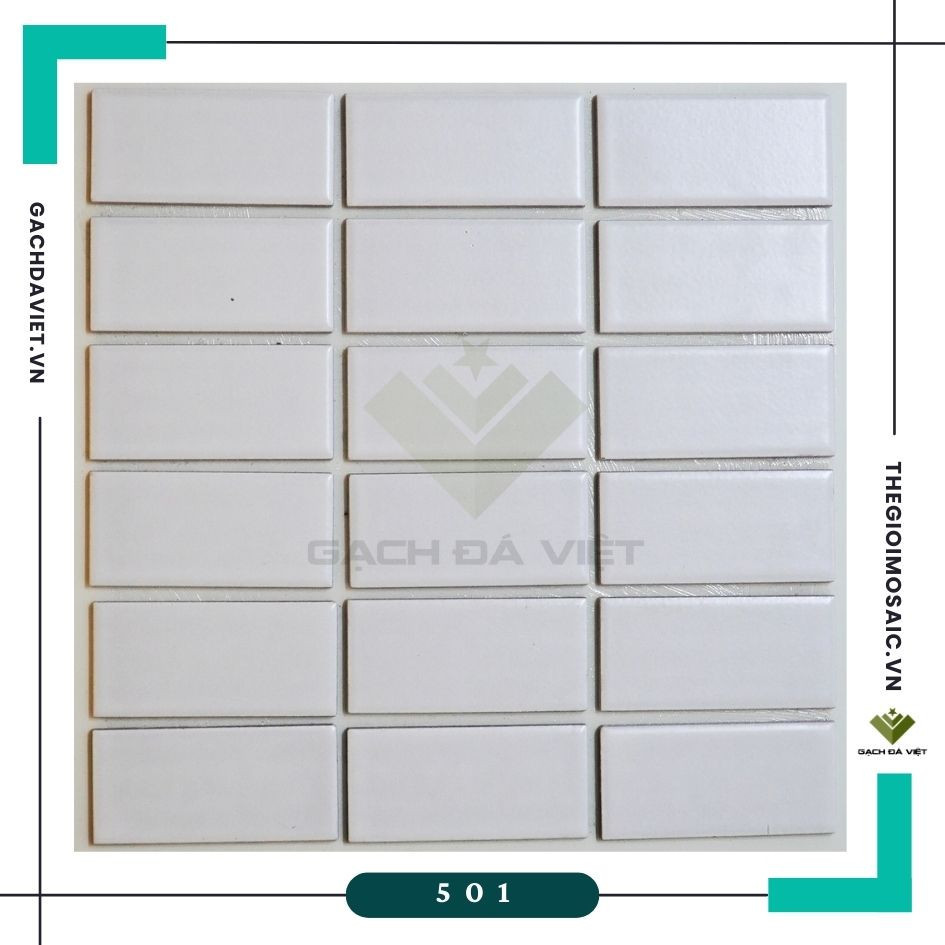 Gạch thẻ ốp tường màu trắng 45x95mm V501
