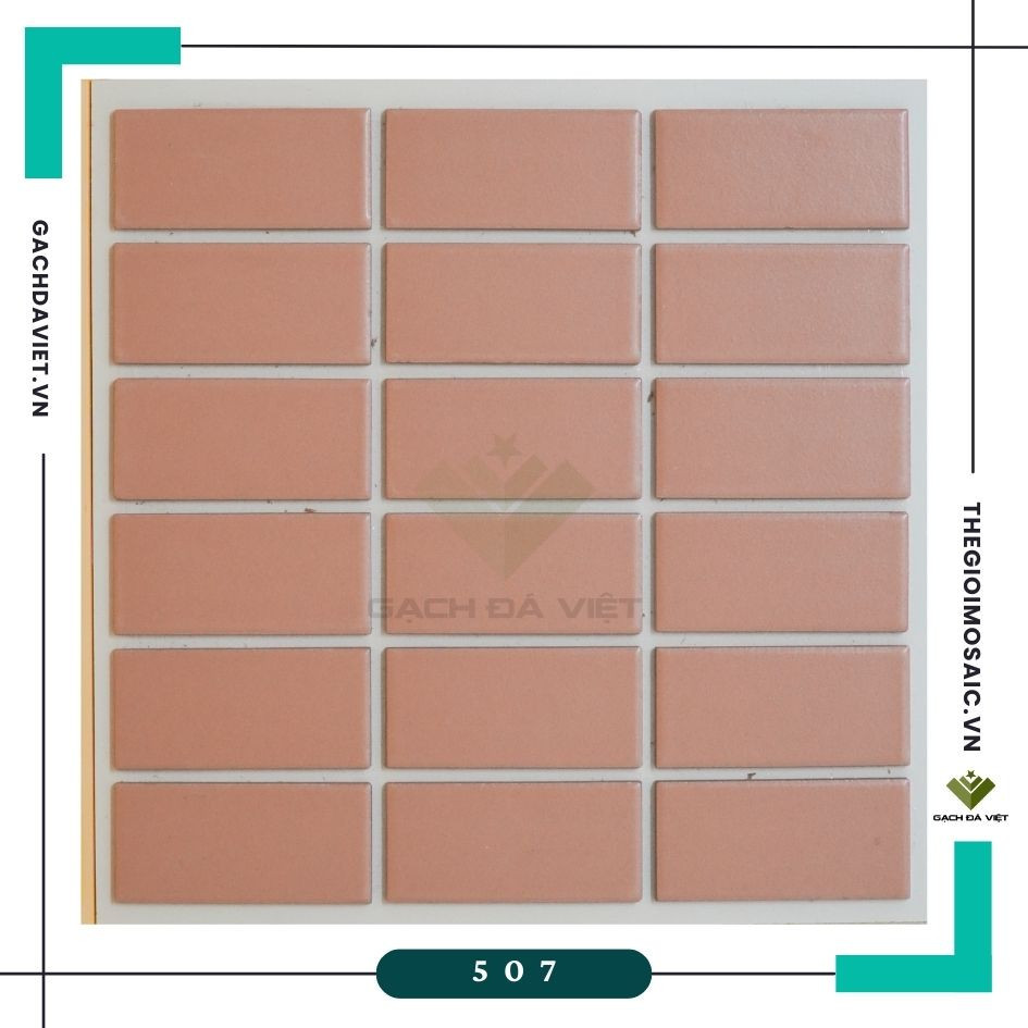 Gạch thẻ ốp tường màu hồng cam 45x95mm V507