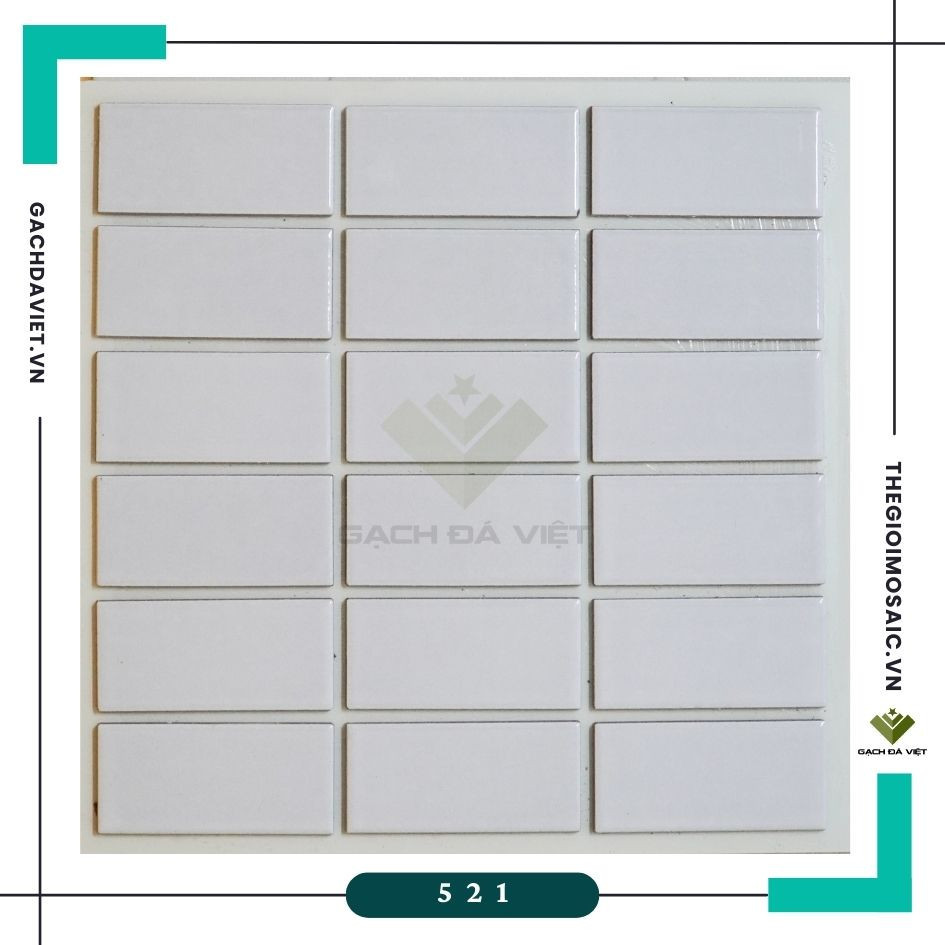 Gạch thẻ ốp tường màu trắng sữa 45x95mm V521