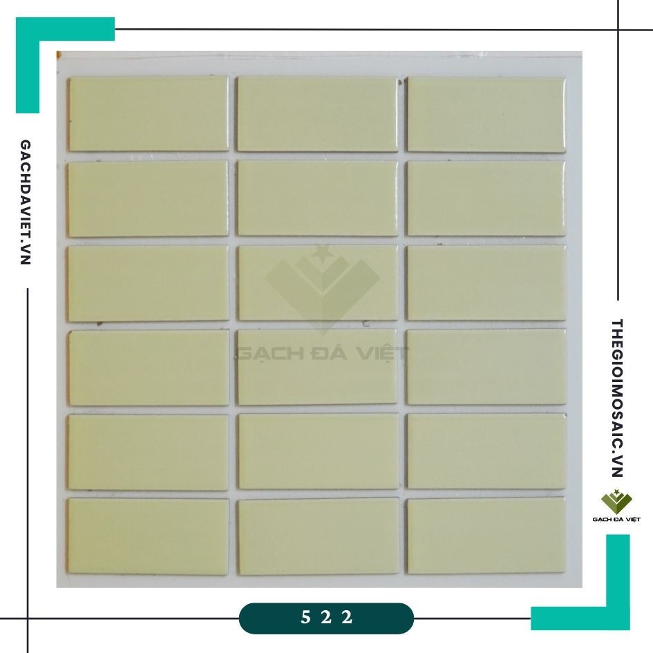 Gạch thẻ ốp tường màu vàng nhạt 45x95mm V522