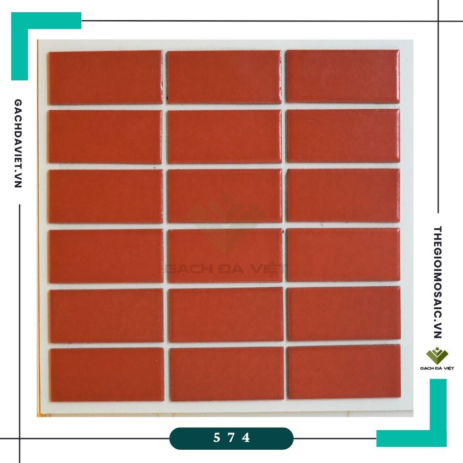 Gạch thẻ ốp tường màu đỏ 45x95mm V574