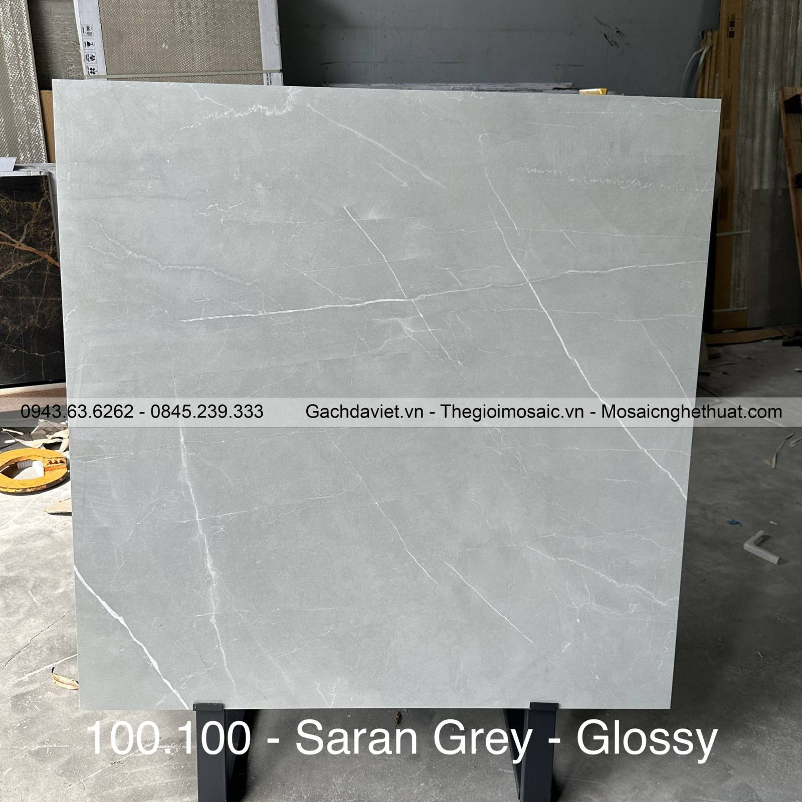 Gạch Ấn Độ nhập khẩu KT 100x100cm V-BA100-Saran Grey Glossy
