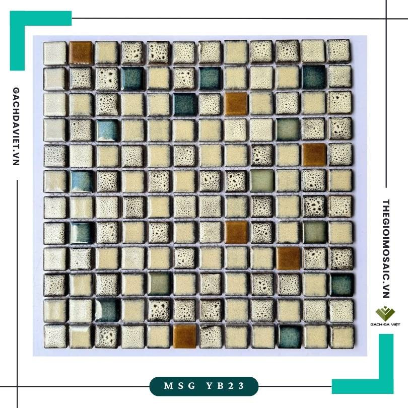 Gạch mosaic gốm men rạn  mix KT 23x23 MSG YB23