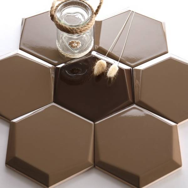 Gạch lục giác màu cà phê bóng vát 87*173*150mm M1715814