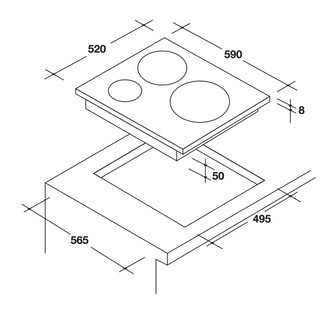 Kích thước bếp ba và kích thước cắt đá Kích thước bếp ba và kích thước cắt đá