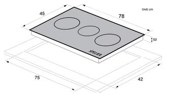 Kích thước khoét đá cho bếp ba vùng nấu spelier Kích thước khoét đá cho bếp ba vùng nấu spelier