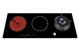 Bếp gas kết hợp bếp điện từ màu đen sang trọng