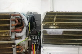 Điều hòa thiếu gas nên bám tuyết dàn lạnh Điều hòa thiếu gas nên bám tuyết dàn lạnh