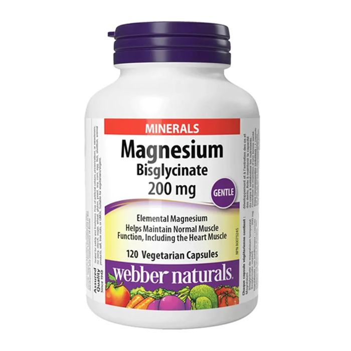 Magnesium Bisglycinate Webber Naturals (Magie Webber) 200mg, Hỗ Trợ Giảm Căng Thẳng Và Cải Thiện Giấc Ngủ - nhập khẩu sản xuất Canada